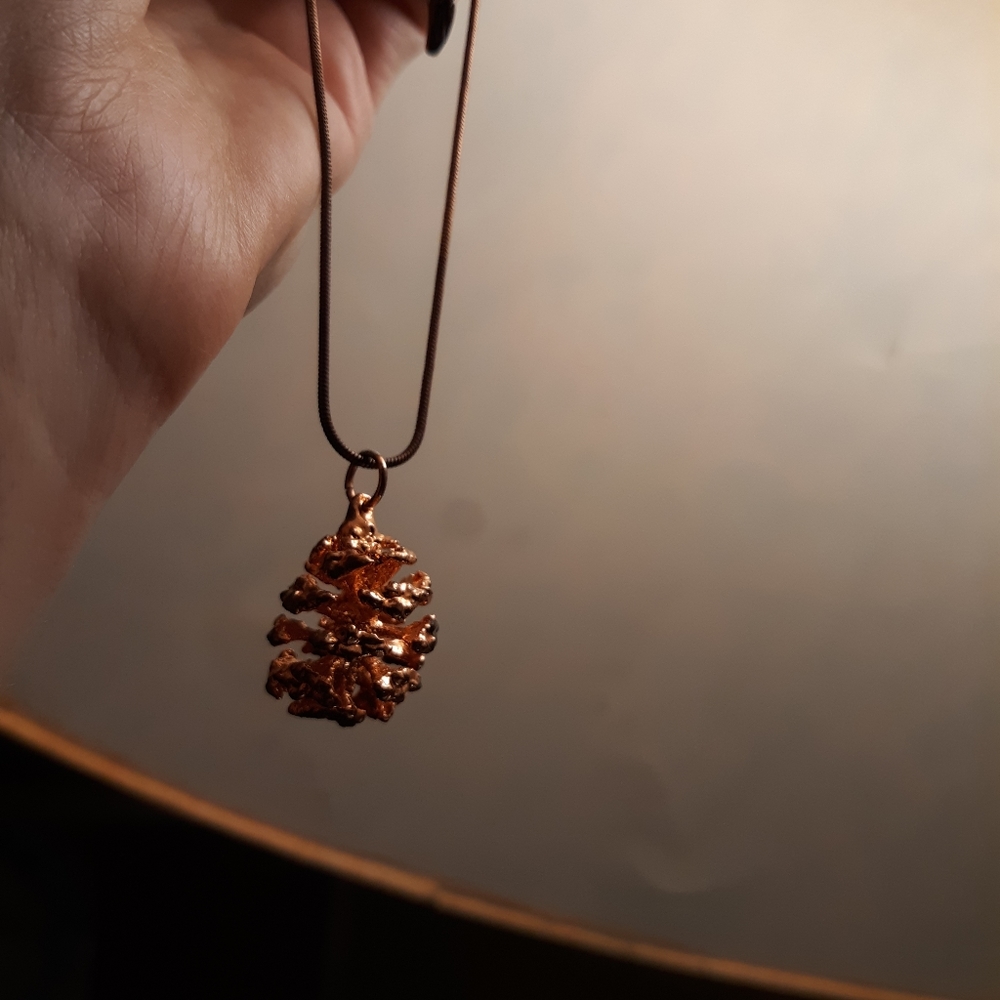 Copper pinecone necklace